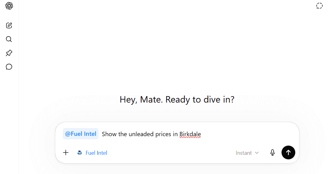 Fuel Intel running inside a ChatGPT prompt